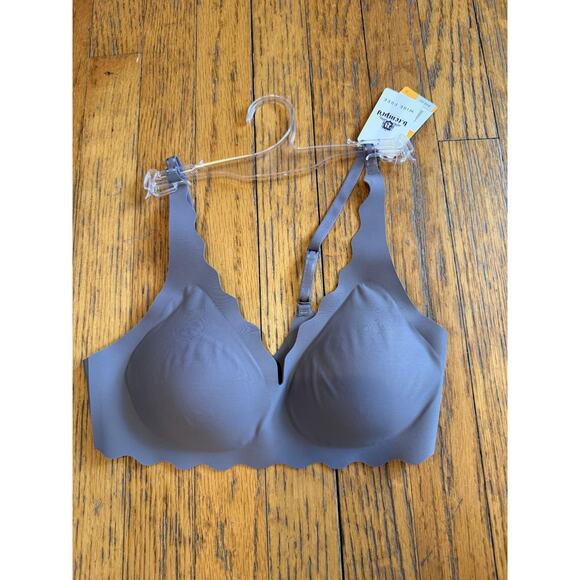 B.temptd By Wacoal Bra Womens Small Gray Wire Free Seamless Scallop 952287 (B) - Picture 1 of 4